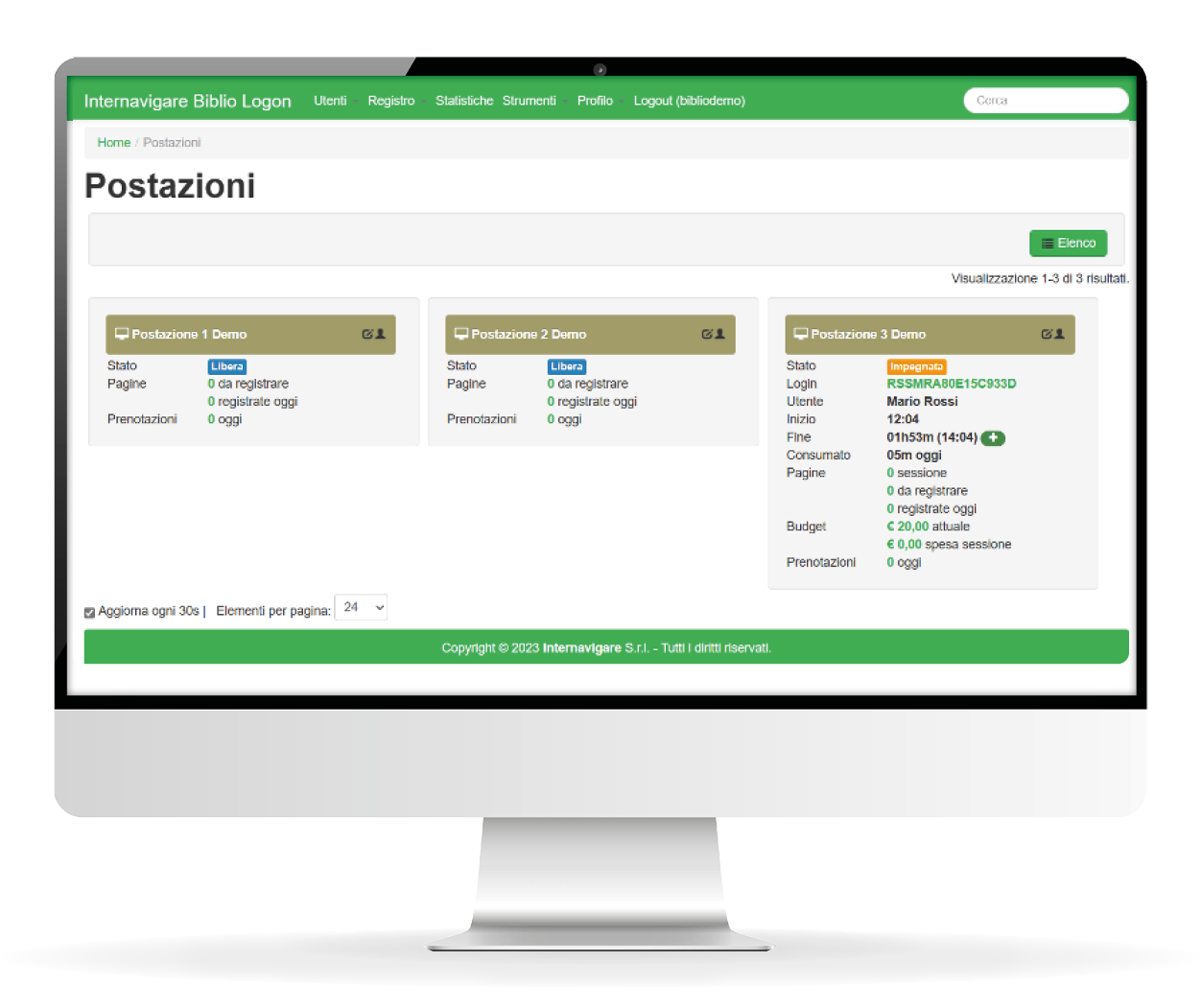 Biblio Logon postazione utente